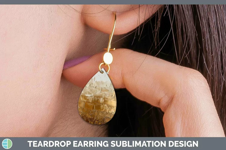 Ombre Paint Gold Teardrop Earrings | Sublimation Earrings De
