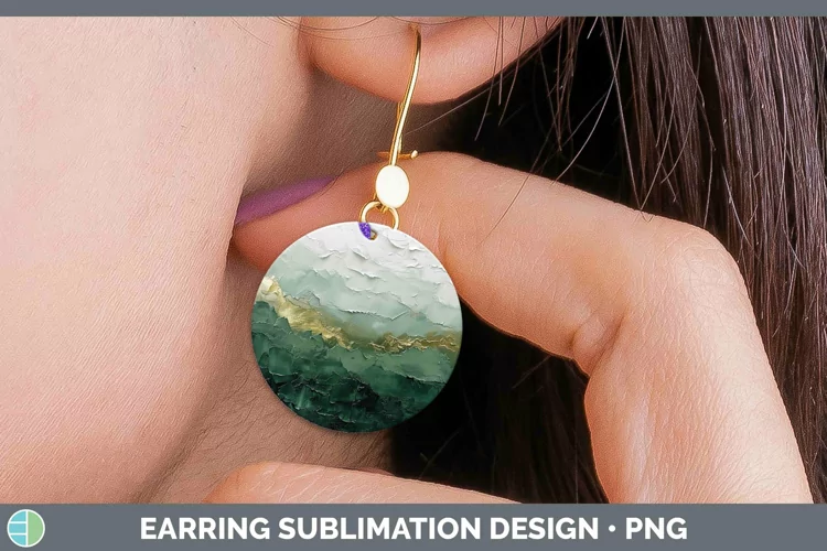 Ombre Paint Green 01 Round Earrings | Sublimation Earrings D