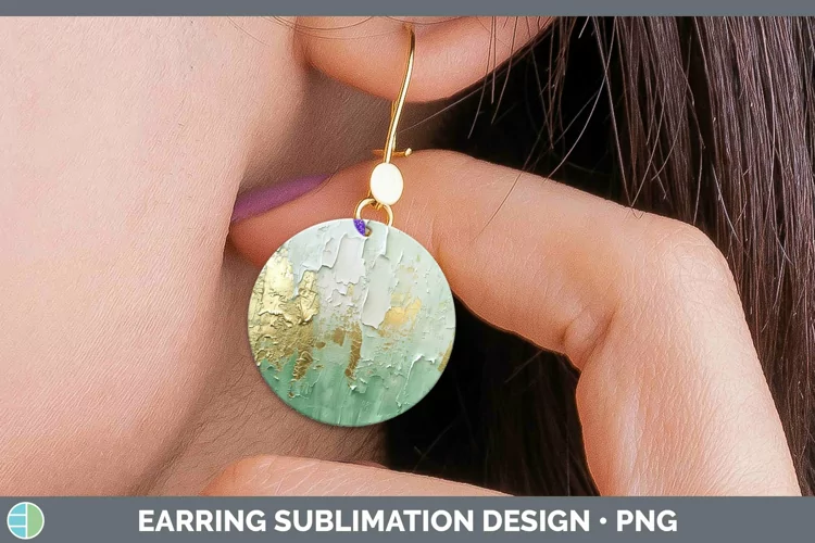 Ombre Paint Green 02 Round Earrings | Sublimation Earrings D