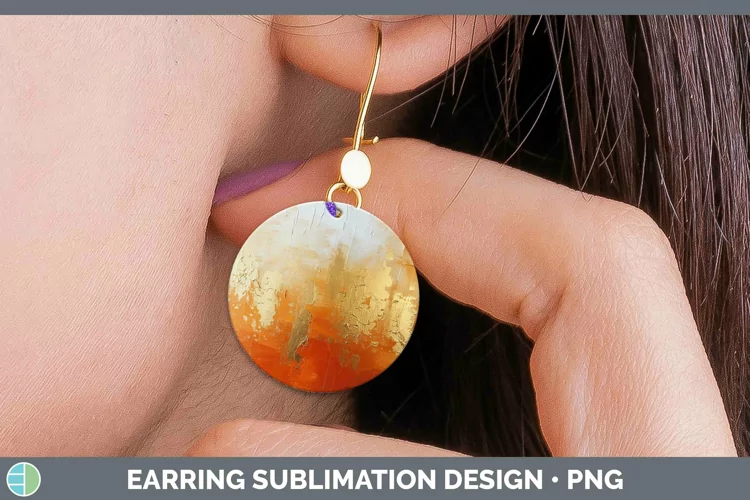 Ombre Paint Orange 01 Round Earrings | Sublimation Earrings