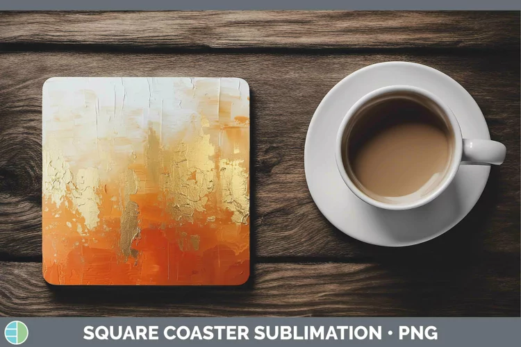 Ombre Paint Orange 01 Square Coaster | Sublimation Coaster D