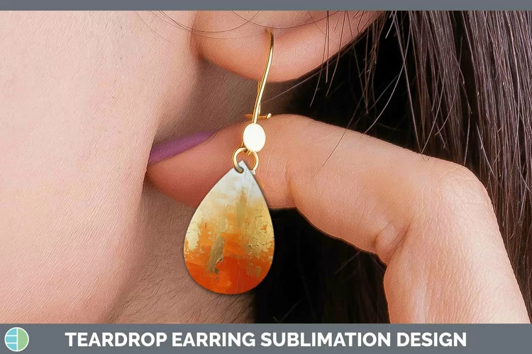 Ombre Paint Orange 01 Teardrop Earrings | Sublimation Earrin