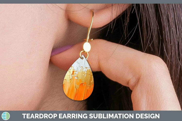 Ombre Paint Orange 02 Teardrop Earrings | Sublimation Earrin