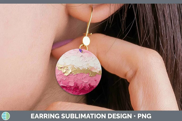 Ombre Paint Pink 01 Round Earrings | Sublimation Earrings De