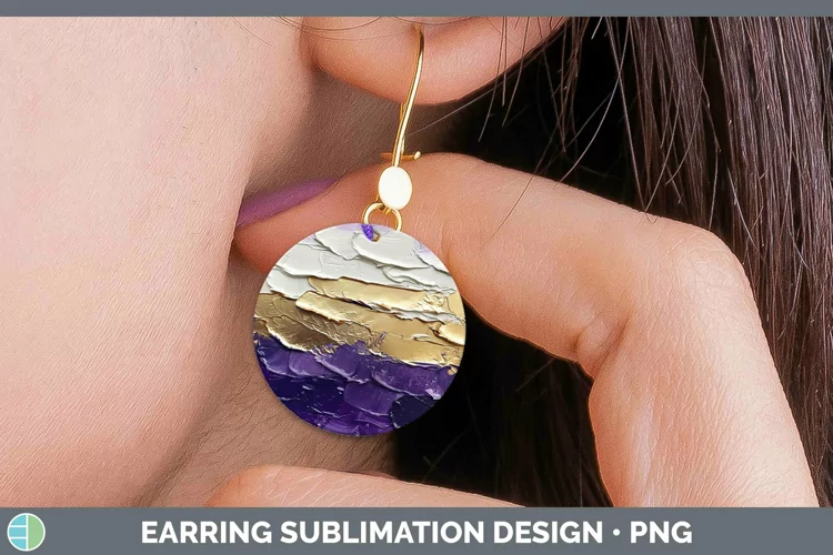 Ombre Paint Purple 01 Round Earrings | Sublimation Earrings