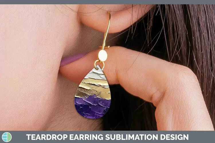 Ombre Paint Purple 01 Teardrop Earrings | Sublimation Earrin