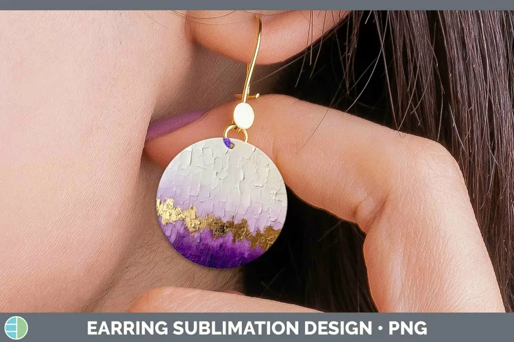 Ombre Paint Purple 02 Round Earrings | Sublimation Earrings