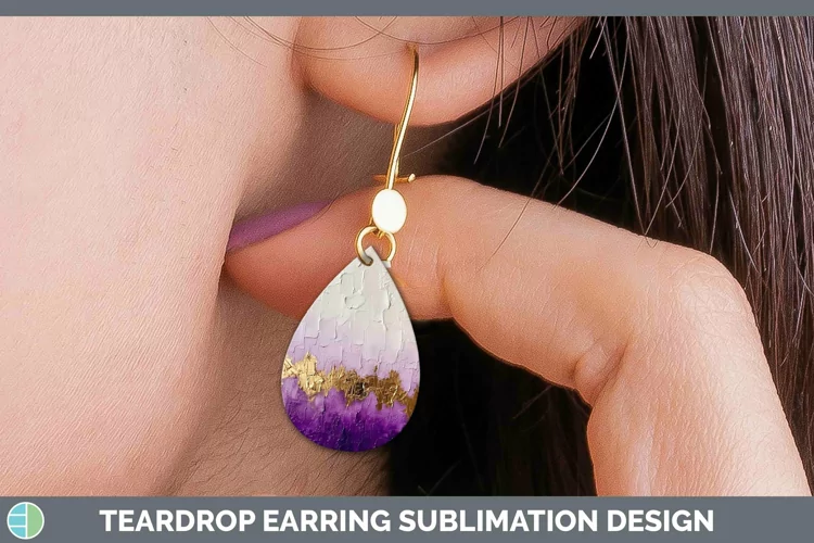 Ombre Paint Purple 02 Teardrop Earrings | Sublimation Earrin