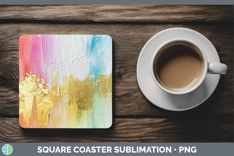 Ombre Paint Rainbow Square Coaster | Sublimation Coaster Des