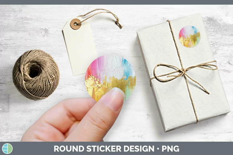 Ombre Paint Rainbow Stickers | Round Labels Designs