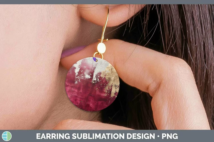 Ombre Paint Red 01 Round Earrings | Sublimation Earrings Des