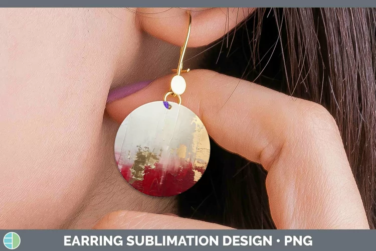 Ombre Paint Red 02 Round Earrings | Sublimation Earrings Des
