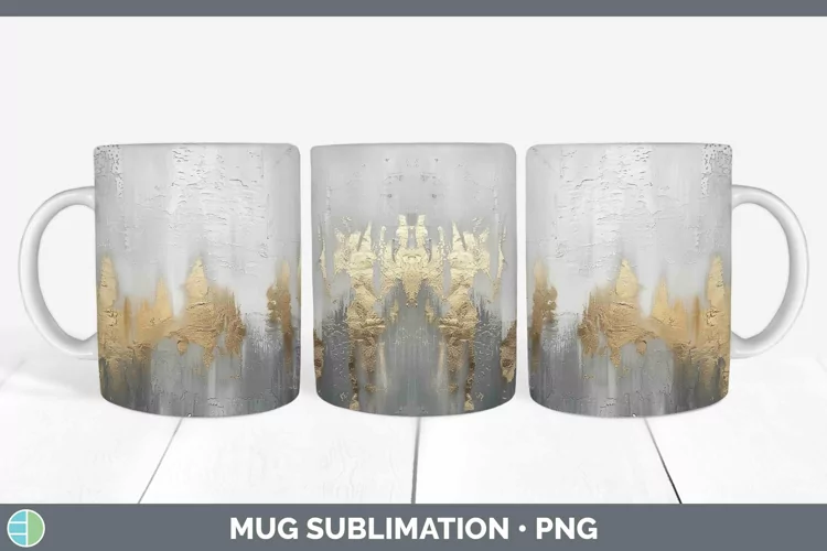 Ombre Paint Silver Mug Wrap | Sublimation Coffee Cup Designs
