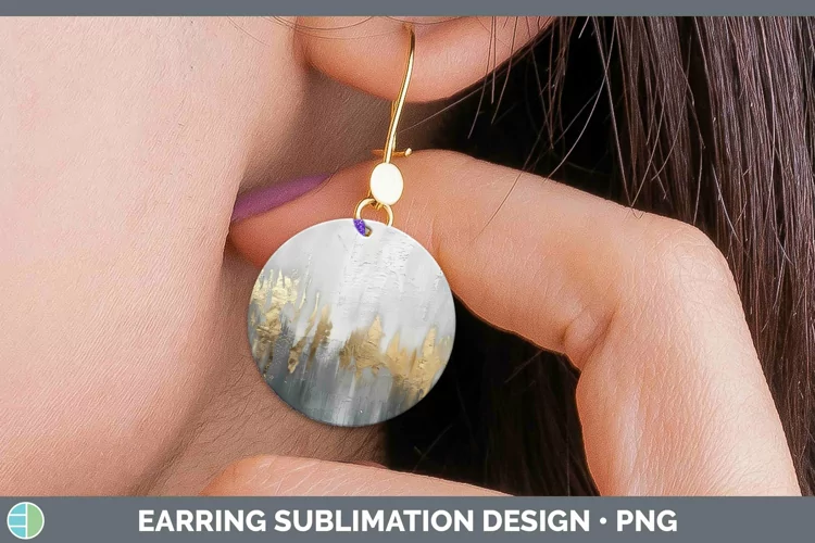 Ombre Paint Silver Round Earrings | Sublimation Earrings Des