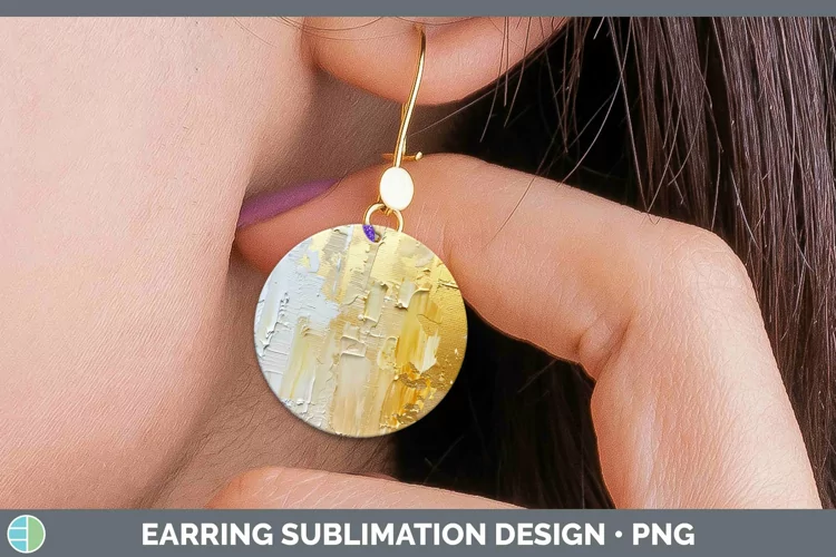 Ombre Paint Yellow 02 Round Earrings | Sublimation Earrings