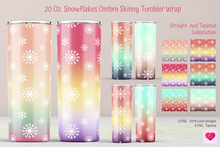 ombre snowflakes 20 oz skinny tumbler sublimation