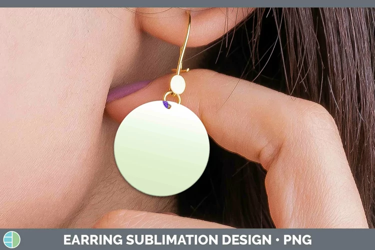 Ombre Spring Green Round Earrings Sublimation Earrings Desig