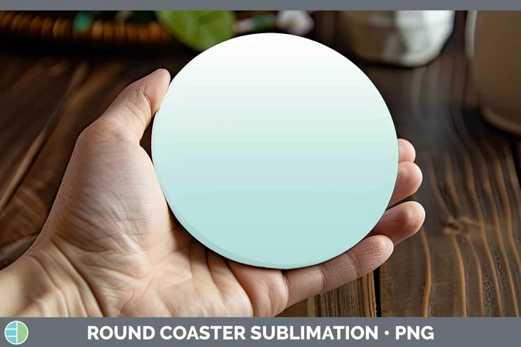 Ombre Teal Round Coaster Sublimation Coaster Designs