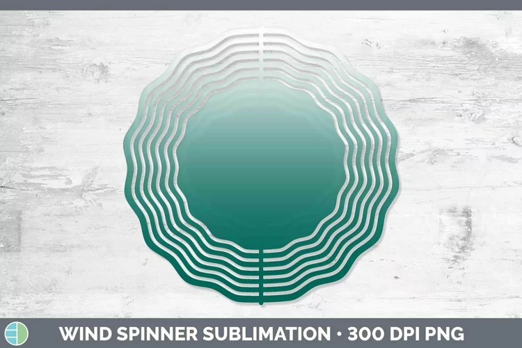 Ombre Teal Wind Spinner Sublimation Spinner Designs