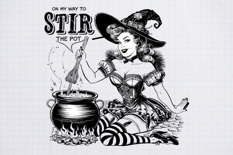 Vintage Pin-up Girls Halloween, Halloween Sublimation example image 1