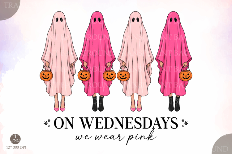On Wednesdays We Wear Pink Ghost PNG,Halloween Sublimation