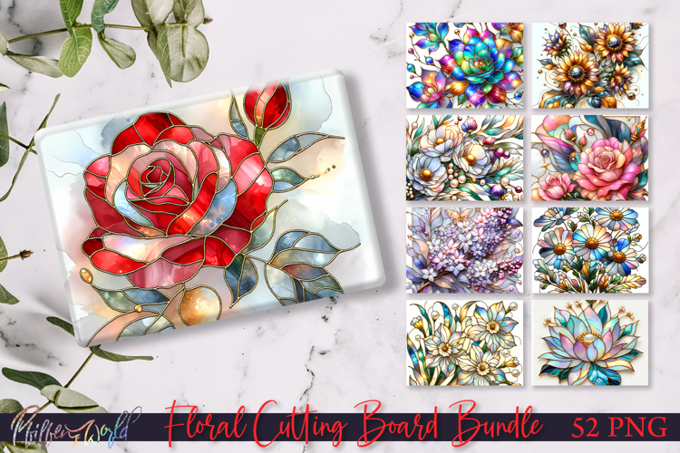 Floral Cutting Board Bundle | Stained Glass Flower Designs