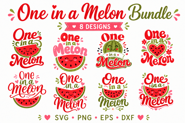 Watermelon svg, One in a Melon SVG Summer Birthday Bundle