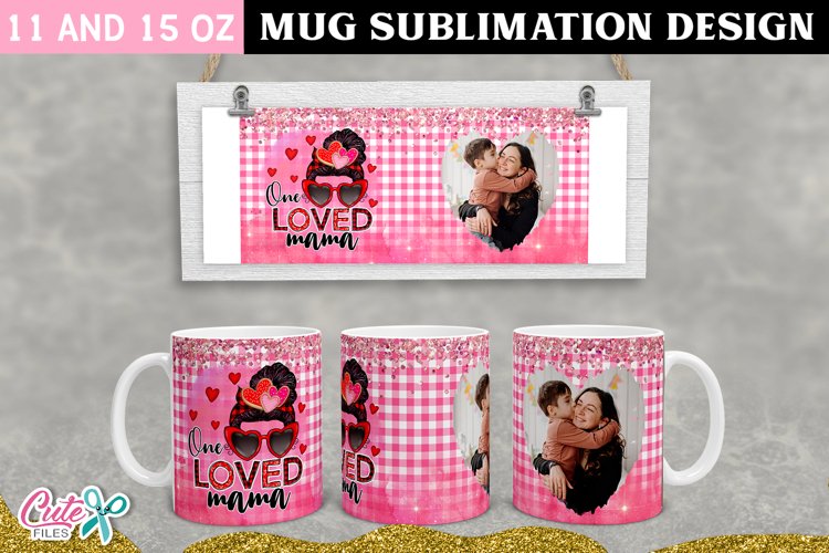 Pink valentines day sublimation mug template