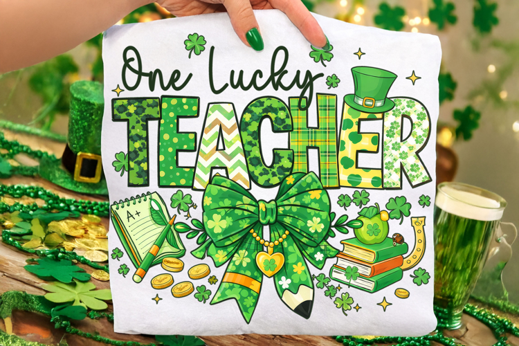 One Lucky Teacher St Patricks Day PNG, Lucky Teacher PNG