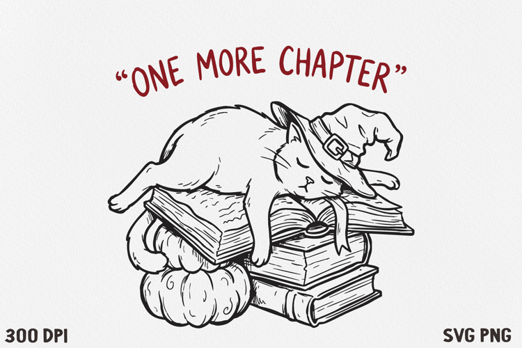 Bookish Halloween Cat SVG PNG | Witchy Reading Cat Design