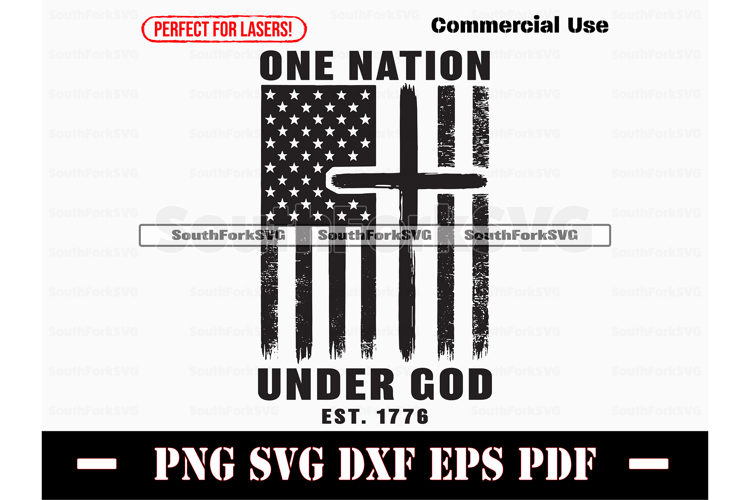 American Flag One Nation Under God SVG PNG DXF EPS PDF