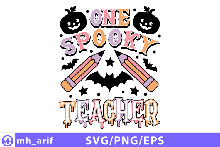 One Spooky Teacher Halloween SVG T-shirt Design
