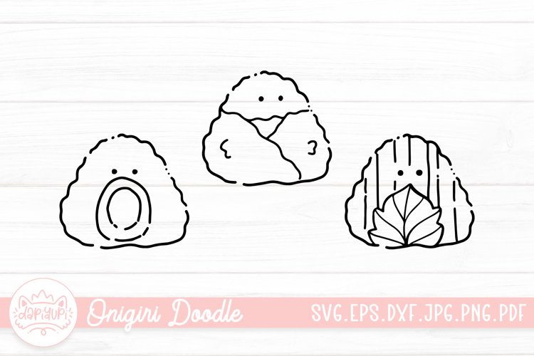 Cute Onigiri Line Doodle Clipart SVG