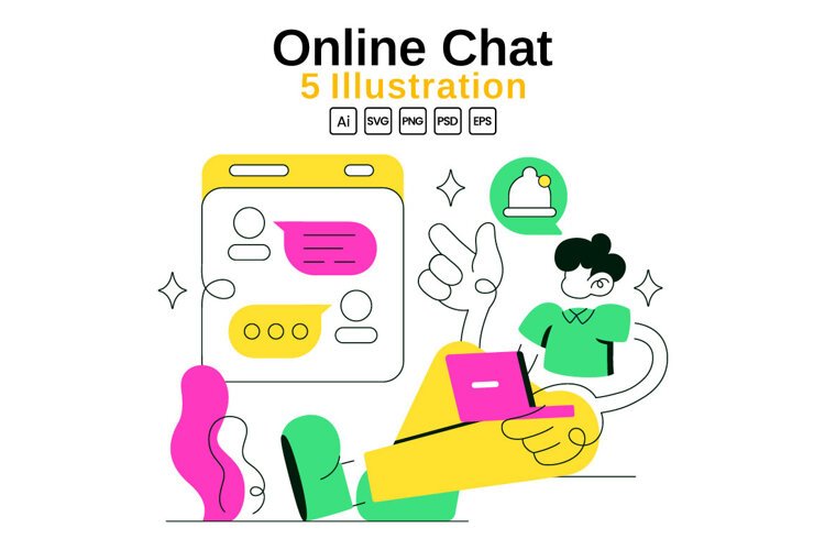 5 Online Chat Illustration example image 1