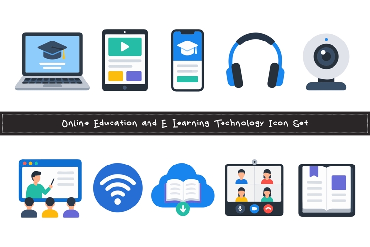 Online Education and E Learning Technology Icon
