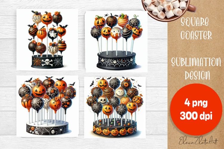 Halloween food Coaster Design, sweet dessert PNG example image 1