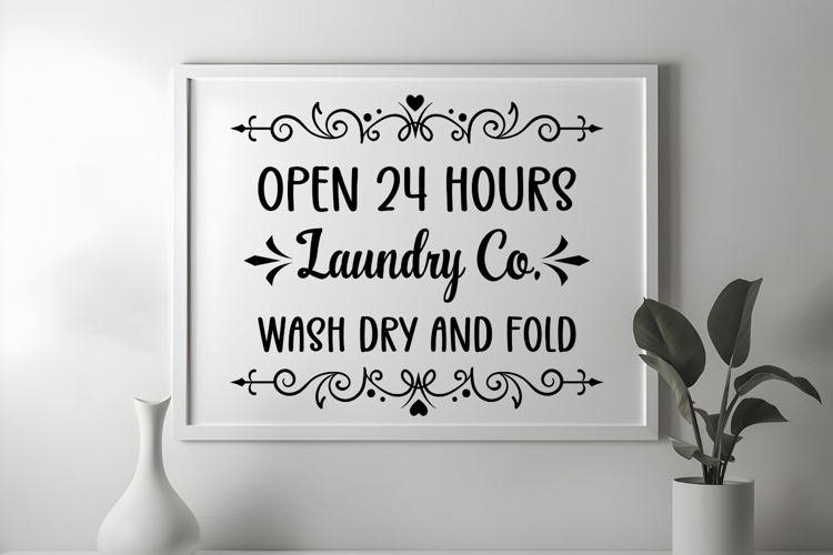 Open 24 hours laundry SVG, Farmhouse SVG Design Bund