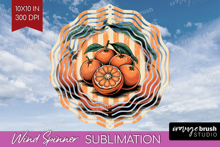 Orange Vintage Fruit Wind Spinner Sublimation PNG Summer