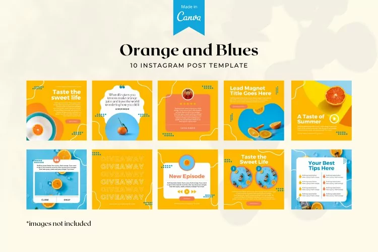 Orange and Blues Instagram Canva Templates