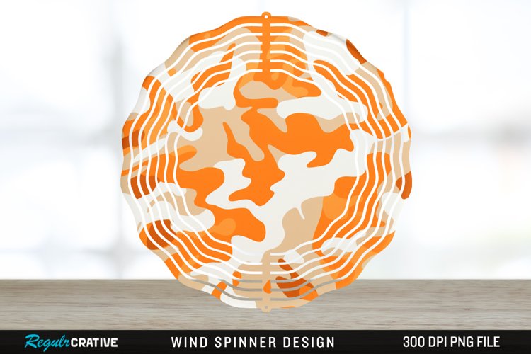 Orange Camo Wind Spinner Sublimation PNG Design