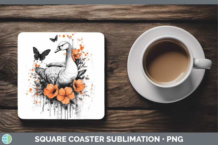 Orange Drips Goose Square Coaster Sublimation Coaster Design