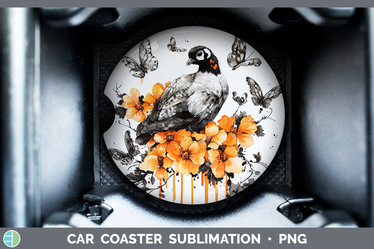 Orange Drips Guinea Hen Car Coaster Sublimation Designs