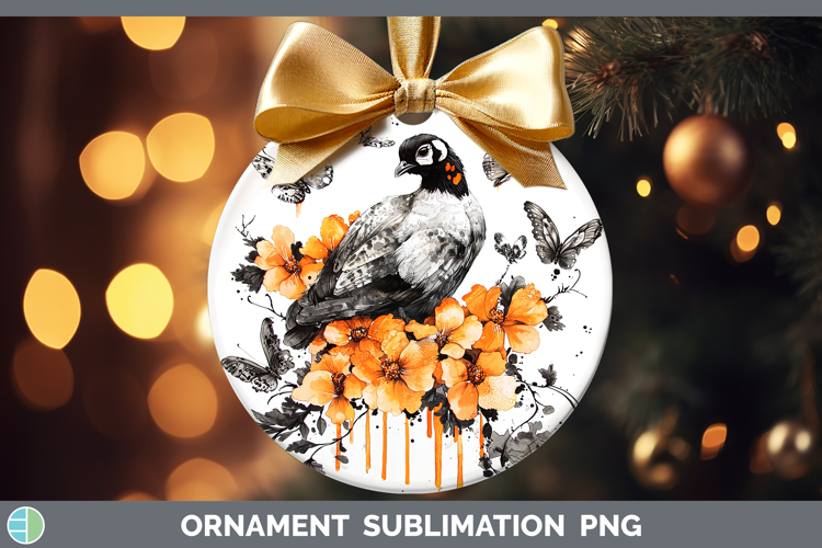 Orange Drips Guinea Hen Ornament Sublimation Bauble Designs