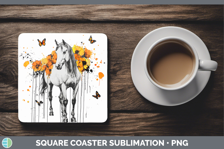 GorgeousOrange Drips Square Coaster design.