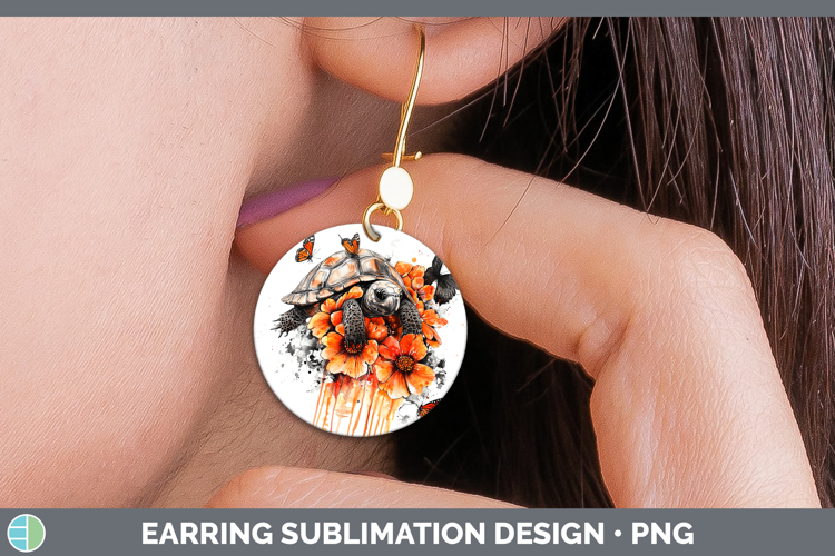 Orange Drips Tortoise Round Earrings Sublimation Earrings De