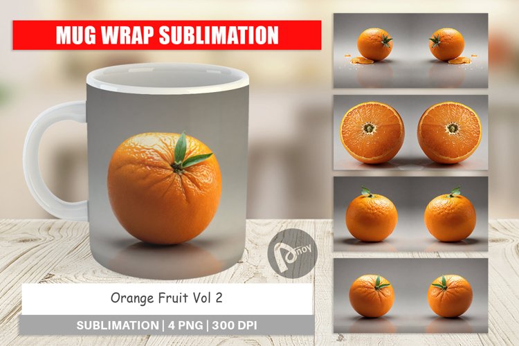 Mug Wrap Design Orange Fruit