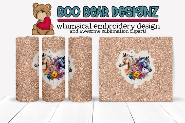 Watercolor Horse sublimation tumbler design example image 1