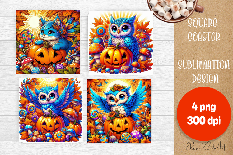 Halloween coaster, cute animal square coaster