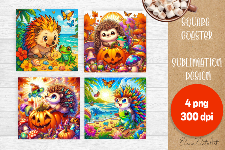 Halloween coaster, cute animal square coaster