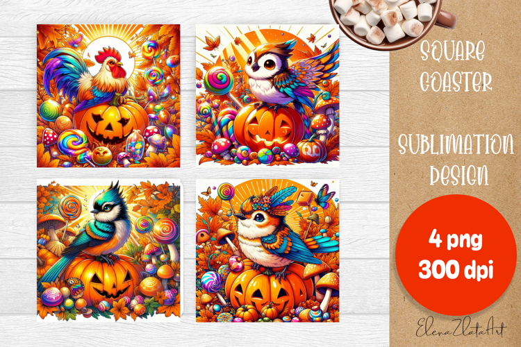 Halloween coaster, cute animal square coaster